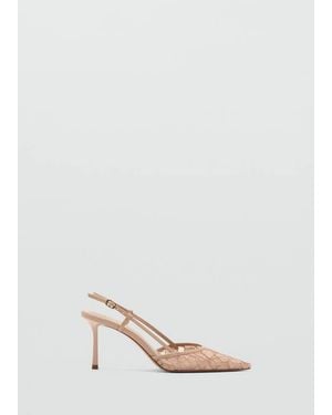 Mango Embroidered Pointed-Toe Shoe - White