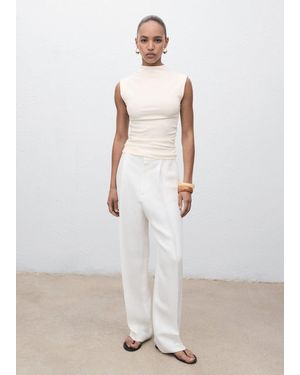 Mango Ruched Fitted Top - White