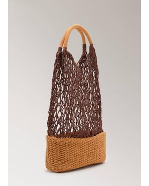 Mango Cotton Shoulder Bag - Brown