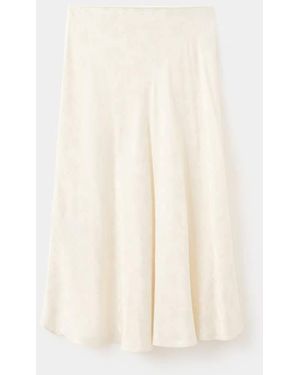 Mango A-Line Devoré Skirt - White
