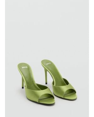 Mango Sandali Tacco Effetto Satinato Verde Mela
