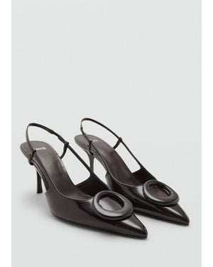 Mango Scarpe Tacco Vernice Anello Cioccolato - Nero