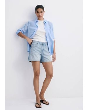 Mango Straight-Fit Denim Shorts - Blue