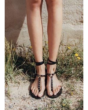 Mango Leather Straps Sandals - Brown