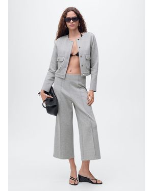 Mango Cotton Crop Trousers - Grey
