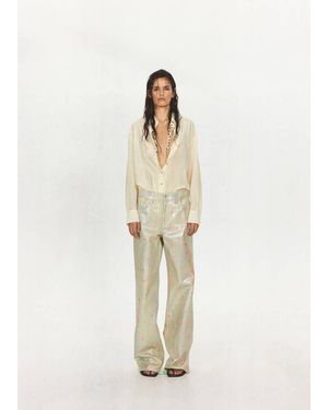 Mango Foil-Printed Straight Jeans - Natural