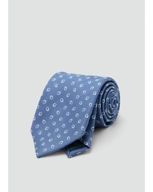 Mango Printed Silk Tie - Blue