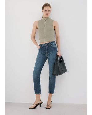 Mango Claudia Slim-Fit Cropped Jeans - White