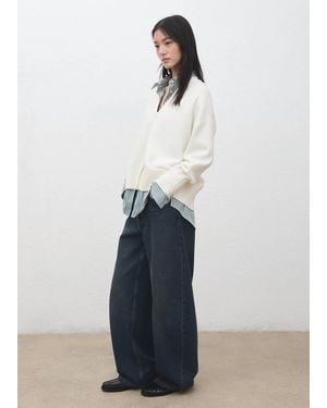 Mango V-Neck Knitted Cardigan - White