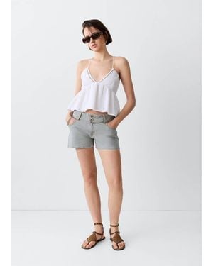 MANGO TEEN Low-Waist Mini Shorts - White