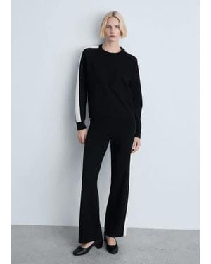 Mango Knitted Trousers With Contrasting Stripes - Black