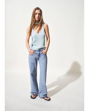 MANGO TEEN Knitted Top With Shawl Detail - Blue