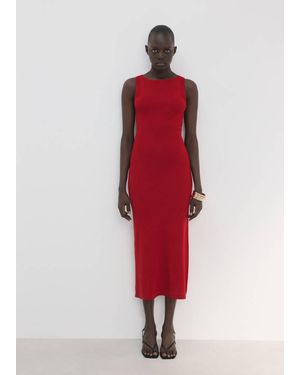 Mango Fitted Midi-Dress - Red