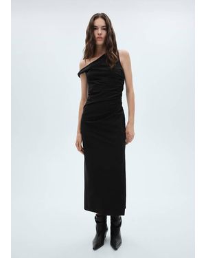 Mango Asymmetrisches Kleid Mit Gerafften Details - Schwarz