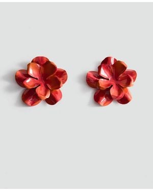 Mango Ohrringe Mit Blumenrelief - Rot