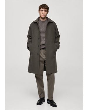 Mango Long Recycled Wool Coat - Green