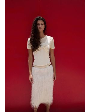 Mango Satin Bandeau Top - Red