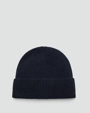 Mango Ribbed Wool Blend Hat - Blue