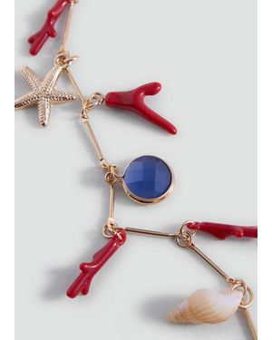 MANGO TEEN Pendant Necklace With Charm Details - White