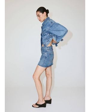 Mango Mid-Rise Denim Skirt - Blue