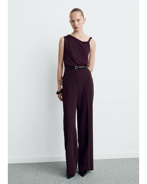 Mango Jumpsuit With Asymmetrical Neckline And Belt - Multicolor