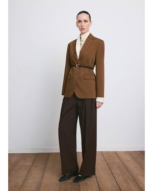 Mango Straight Jacket With Flap Pockets - Brown