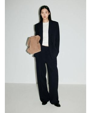 Mango Pinstripe Pleated Pants - Black