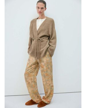 Mango Knit Jumper With Tie Detail - Natural
