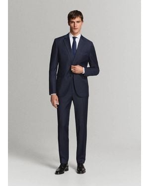 Mango Turin 100% Wool Suit Jacket - Blue