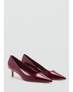 Mango Kitten-Heel Pointed-Toe Shoes With Patent Leather Effect - Purple