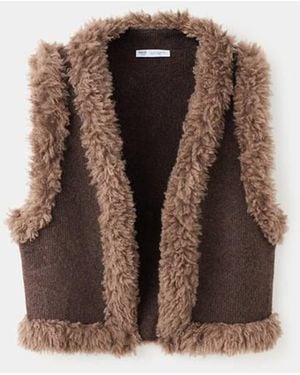 MANGO TEEN Shearling-Effect Gilet - Brown