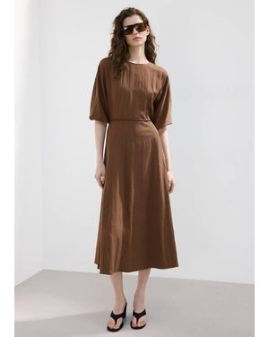Mango Lyocell Dress With Belt - Brown