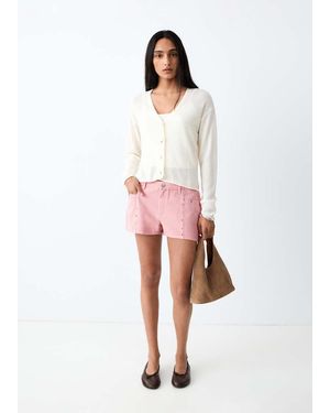 MANGO TEEN Studded Denim Shorts - White