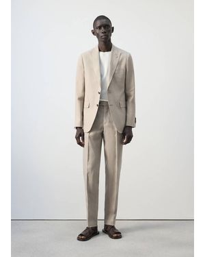 Mango Amalfi 100% Linen Slim-Fit Suit Jacket - White