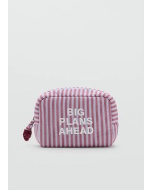 MANGO TEEN Striped Cotton Wash Bag - Purple