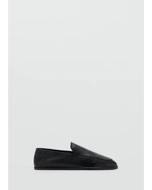 Mango Leather Loafers - Black