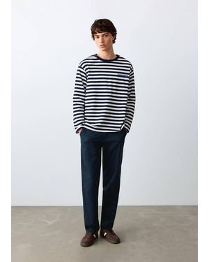 MANGO TEEN Linen Cotton Buttoned Trousers - White