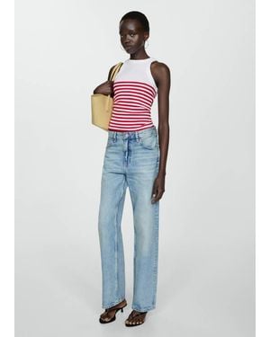Mango Stripe-Print Top - Blue