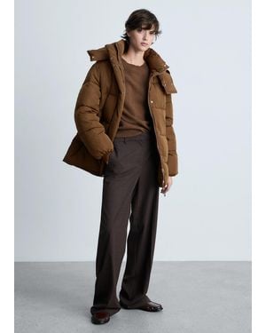 Mango Gepolsterter Midi-Anorak Mit Kapuze - Braun