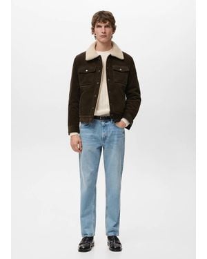 Mango Corduroy Jacket With Shearling-Effect Lining - Blue