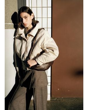 Mango Oval Leather Shoulder Bag - Brown