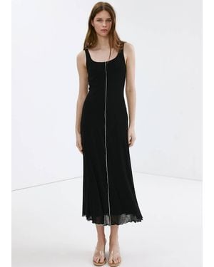 Mango Knit Dress With Contrasting Seam Detail - Black