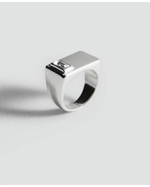 Mango Bague Géométrique Ornement Cristaux Argent - Gris