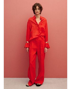 Mango Ramie Shirt With Pocket - Red