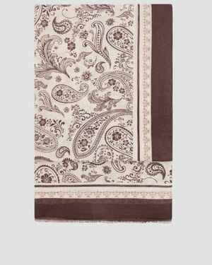 Mango Paisley Print Scarf - Brown
