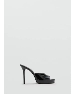 Mango Patent Leather Stiletto-Heel Sandal - Black