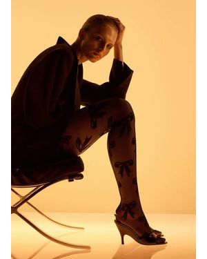 Mango Sheer Stockings With Bows - Black