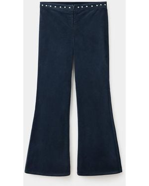 MANGO TEEN Corduroy Flared Trousers With Studs - Blue