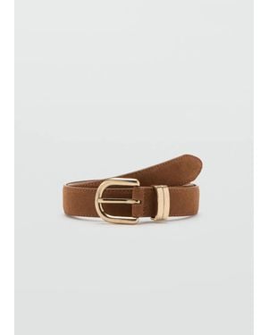 Mango Suede Leather Belt - Brown
