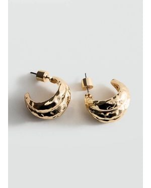 Mango Embossed Semi-Hoop Earrings - Metallic